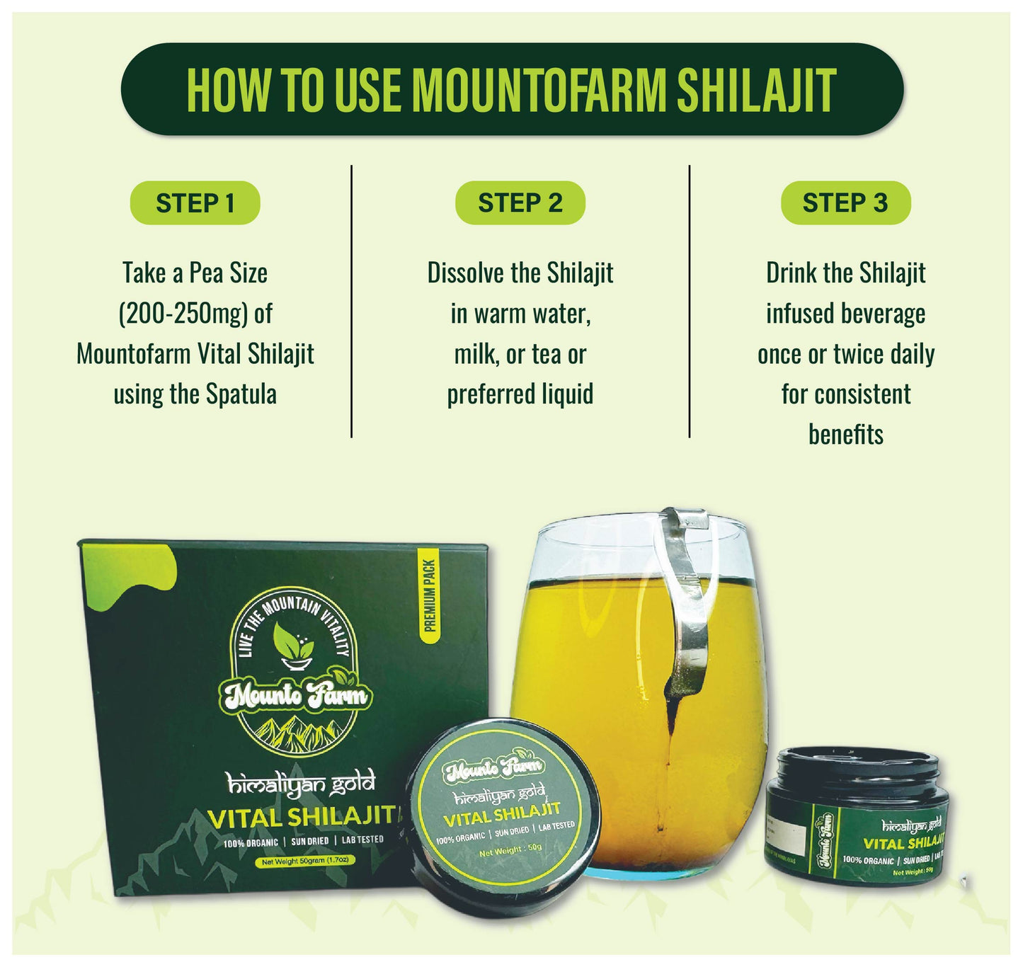 Standard Quality  Mountofarm Vital Shilajit – Pure Salajeet from Pakistan