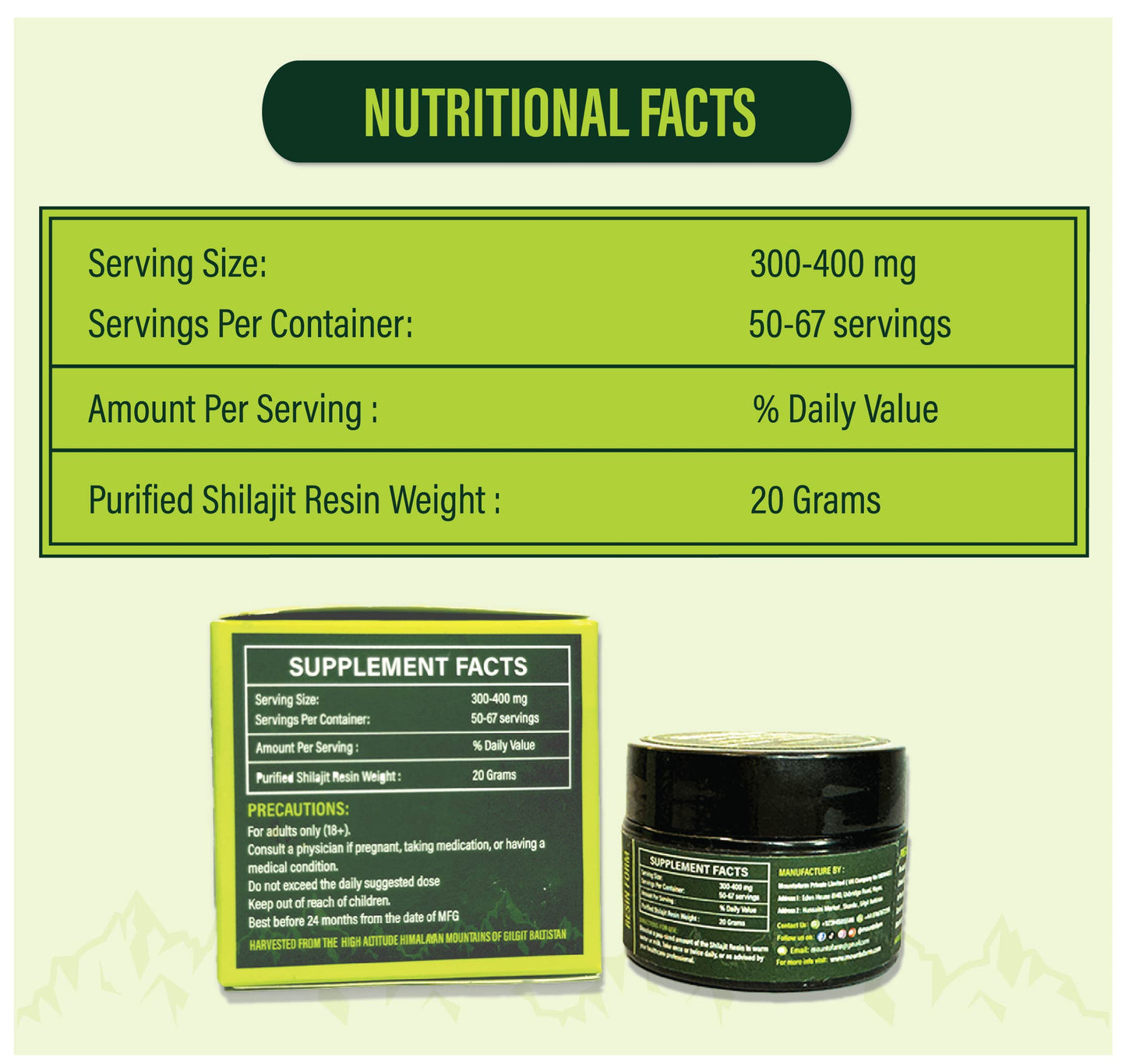 Standard Quality  Mountofarm Vital Shilajit – Pure Salajeet from Pakistan